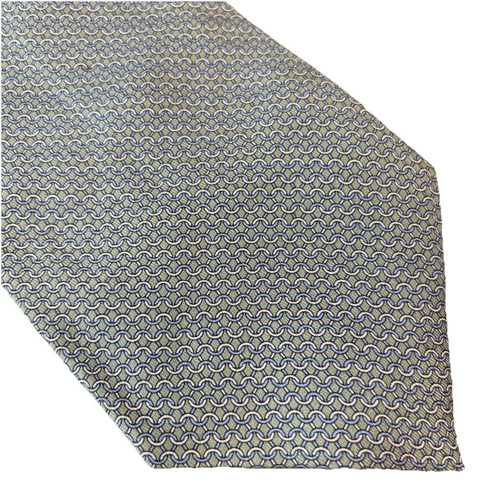 BROOKS BROTHERS Makers Blue Chain Link SILK TIE 58" X 3 3/4" Made USA